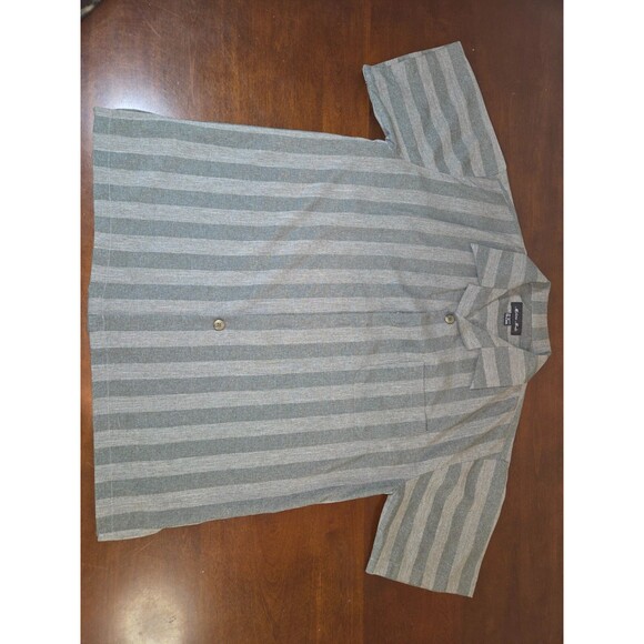 Mens Dress Shortsleeve Shirt Pants Set by Milano Moda Shirt XL Pants 38 Striped - Picture 5 of 11